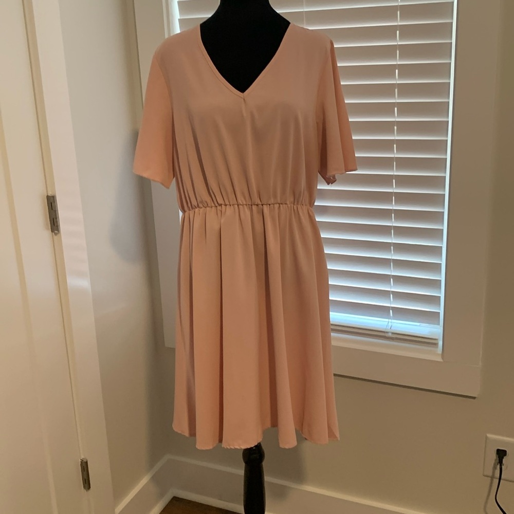 SHEIN pink flutter sleeve dress